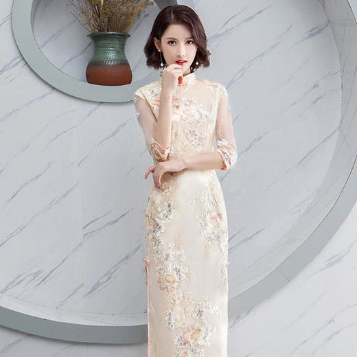 SK-22653名媛长款修身显瘦改良旗袍 商品图0