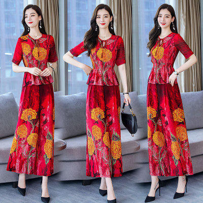 JY2028时尚气质百搭宽松优雅套裙通勤休闲两件套 商品图0