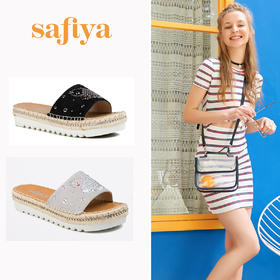 【领券优惠】商场同款 | Safiya/索菲娅夏季羊反绒中厚底女拖鞋SF82110355
