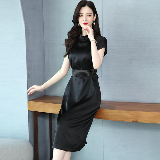 WZNH-JQYR1995夏季中长款短袖A型通勤中腰淑女连衣裙 商品图0