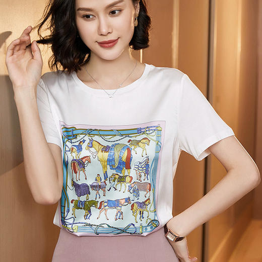 丁摩 真丝纯棉T恤半袖打底上衣XJ01-DC149-CN241-WX052 商品图3