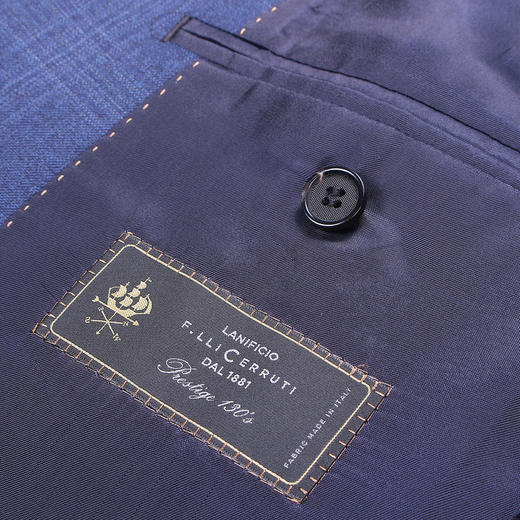 mayor经典绅士秋冬优雅格纹蓝男士意大利cerruti1881面料套装西服上衣