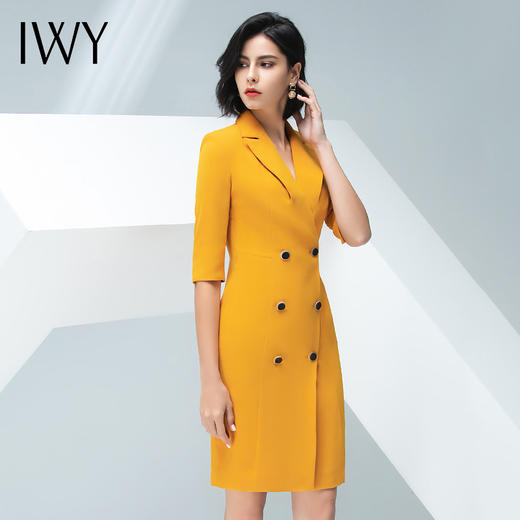 IWY/黄色连衣裙职业女裙端庄求职气质工衣裙子礼仪服工装202002Q1 商品图3