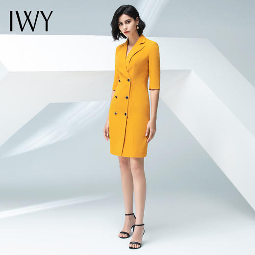 IWY/黄色连衣裙职业女裙端庄求职气质工衣裙子礼仪服工装202002Q1 商品图5