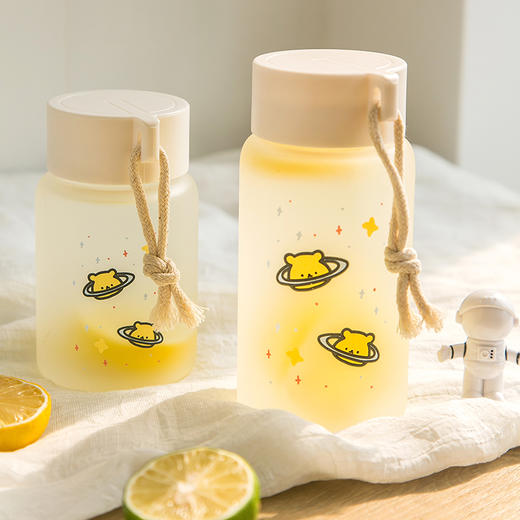 水杯可爱森系少女手提玻璃杯子磨砂ins学生便携个性杯子网红茶杯q