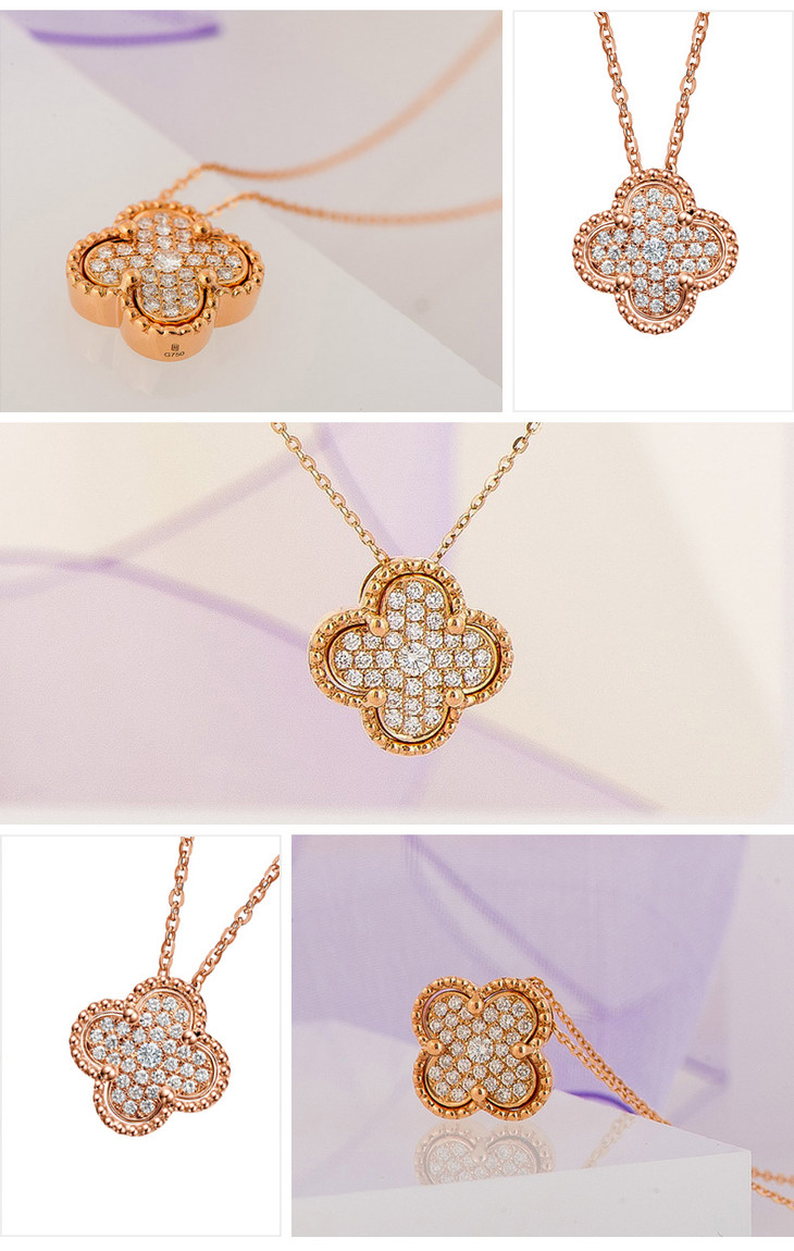 精品专场2楼潮宏基圣马可红18k金钻石项链四叶草锁骨链吊牌价9880活动