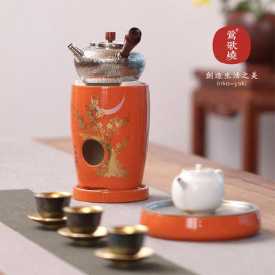 莺歌烧桔地月下梅花茶炉酒精炉炭炉烧水炉日式酒精炉多用小凉炉 商品图0