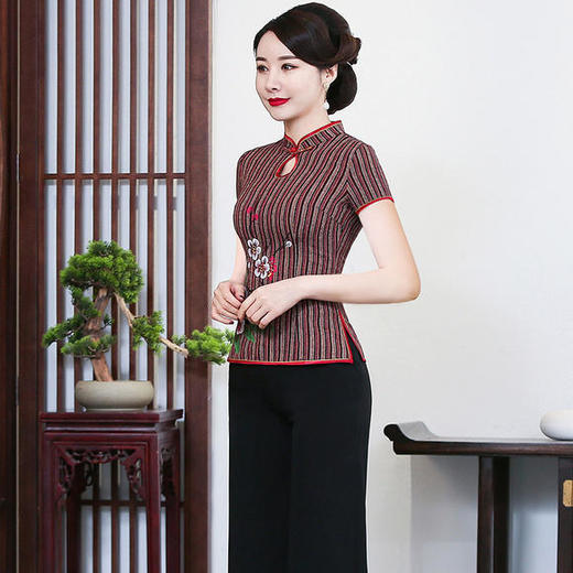 LYE2050新款改良亚麻短袖唐装套装 商品图0