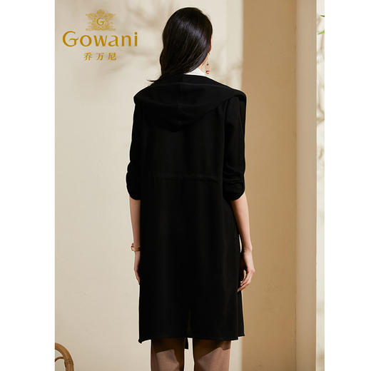 乔万尼风衣新款女时尚洋气流行休闲黑色外套薄款中长款夏ES2A113 商品图3