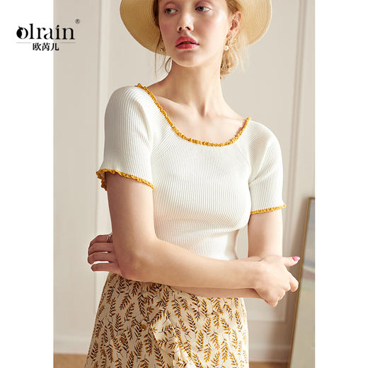 欧芮儿短袖毛针织衫上衣薄款 商品图0