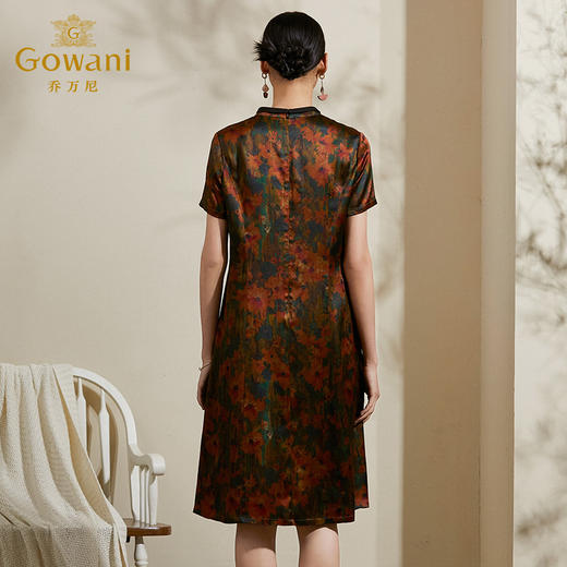 乔万尼女夏装新款桑蚕丝连衣裙修身显瘦法式复古真丝裙中长款ES2E168 商品图3