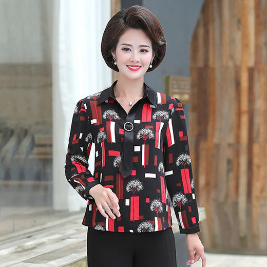 WZNH-TLAL2011新款妈妈装时尚优雅长袖大码打底衫 商品图0