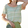 欧芮儿夏装新款短袖条纹毛针织衫女T恤百搭上衣 商品缩略图4