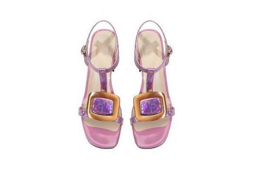 OLD-N123-F1616真皮粗跟凉鞋新款韩版时尚真皮水砖chic金属方扣仙女鞋 商品图2