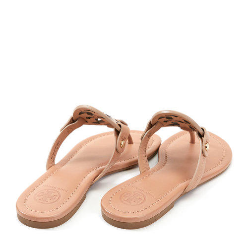 Tory Burch 汤丽柏琦 春夏新款 TB 女士卡其色皮革LOGO人字拖凉鞋沙滩鞋女鞋 杏色 21168647 214 商品图1