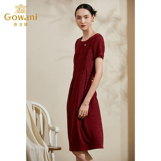 乔万尼真丝连衣裙夏季气质时尚桑蚕丝红色中长裙ES2E190 商品图2