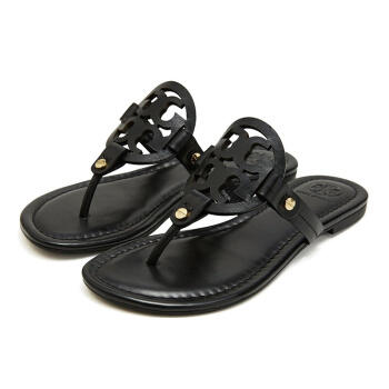 TORY BURCH 托里·伯奇 女士牛皮凉鞋平底人字拖鞋 黑色 50008694 001 商品图0