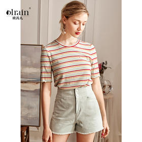 欧芮儿短袖毛针织衫T恤上衣