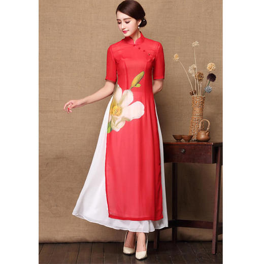DNS-A1720新款冰羽丝透气修身气质旗袍裙 商品图2