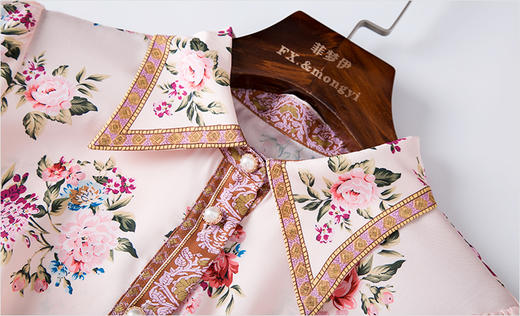 FMY-F20CL29629复古印花淑女减龄修身中长款衬衫裙 商品图4