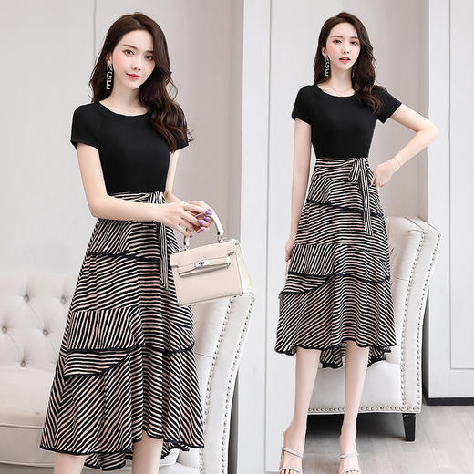 WZNH-XXM858夏季时尚个性纯色百搭显瘦减龄连衣裙 商品图0