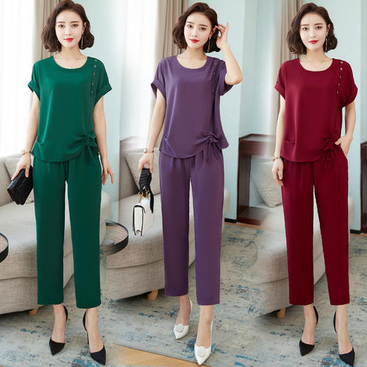 MQ-1921-215夏季新款洋气时尚休闲短袖九分裤子两件套YY 商品图0