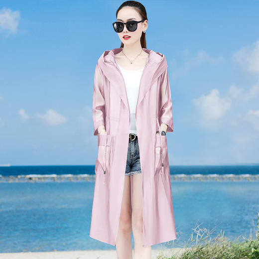 AHM-386新品防晒衣长袖韩版宽松中长款过膝百搭薄款风衣潮 商品图2