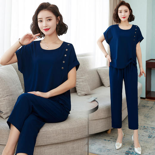 MQ-1921-215夏季新款洋气时尚休闲短袖九分裤子两件套YY 商品图1