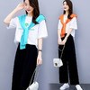 WZNH-QYQX2024新款休闲套装女阔腿裤+T恤+披肩三件套韩版时尚气质减龄必备 商品缩略图2