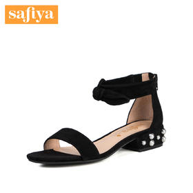 【领券优惠】商场同款 | Safiya/索菲娅夏一字式扣带舒适方跟蝴蝶结凉鞋女SF82115392