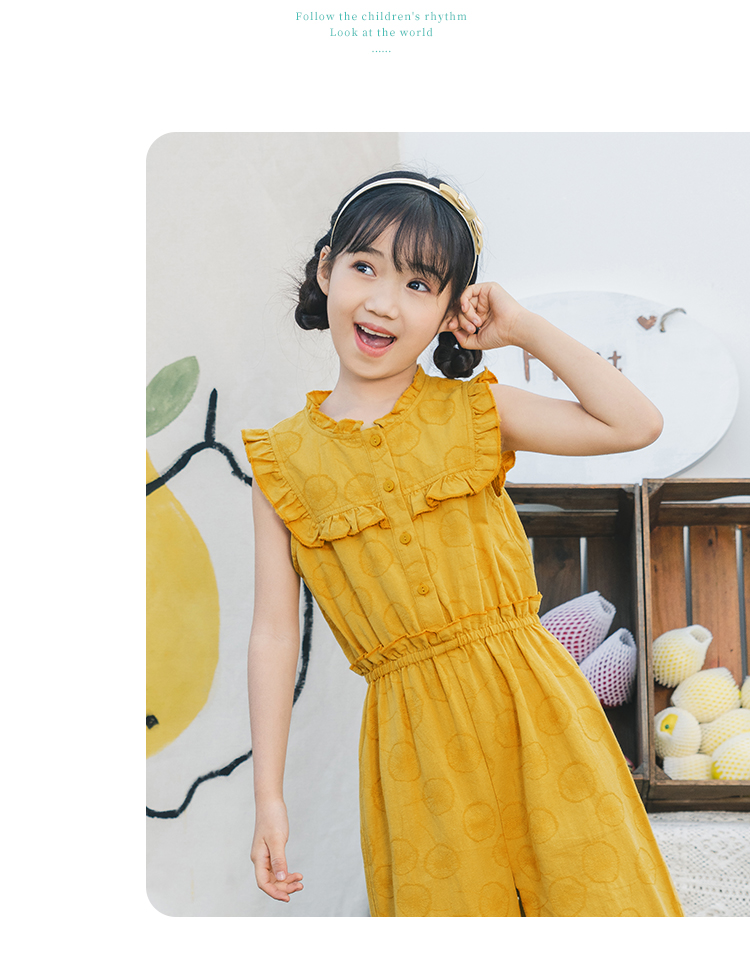茵曼童装女童连体裤2020夏季新款中大儿童小女孩无袖宽松连衣长裤