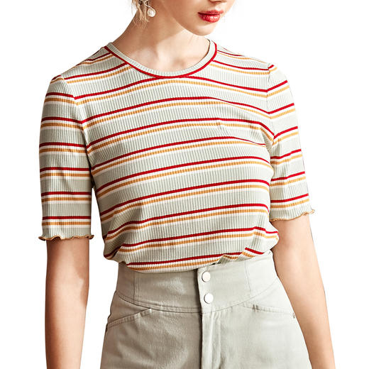 欧芮儿短袖毛针织衫T恤上衣 商品图4