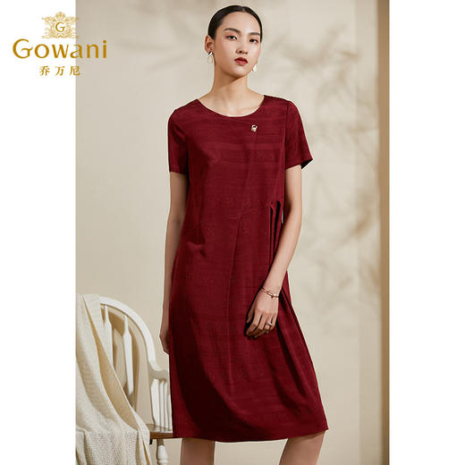 乔万尼真丝连衣裙夏季气质时尚桑蚕丝红色中长裙ES2E190 商品图1