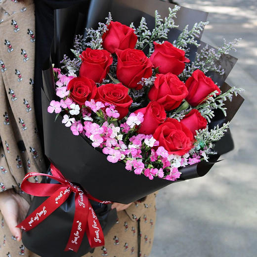 11朵玫瑰精美花束送女友老婆爱人告白求婚生日毕业送花送女朋友老婆