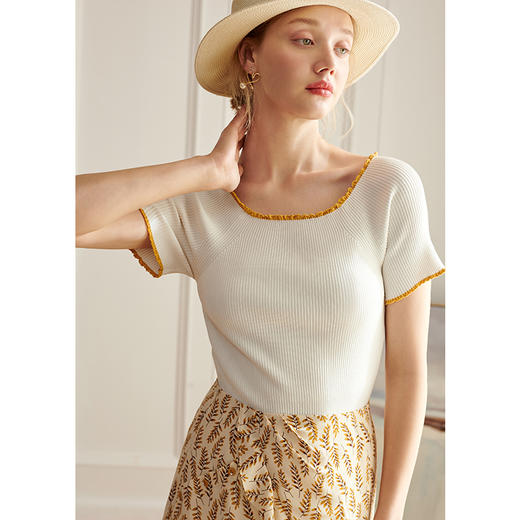 欧芮儿短袖毛针织衫上衣薄款 商品图1