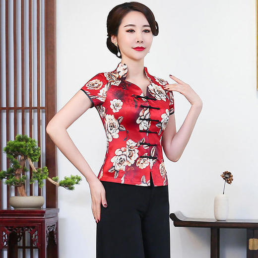HH2081夏季短袖改良旗袍唐装旗袍套装 商品图1
