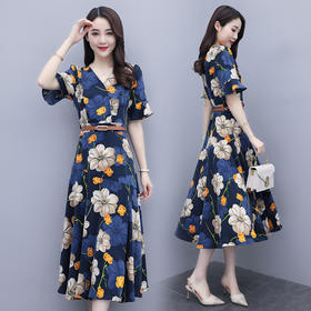 WZNH-QY20528夏季减龄显瘦收腰短袖潮流连衣裙