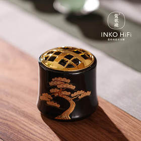 莺歌烧黑底金苍松陶瓷蓝牙音箱家用茶台摆件HIFI音响高档禅意茶道摆件