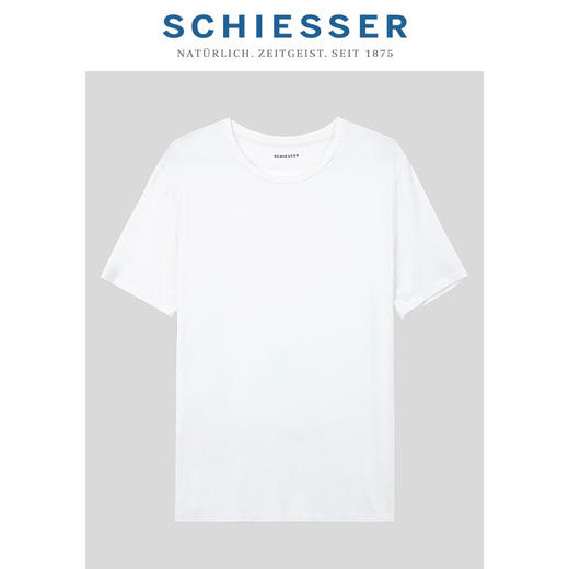 【经典兰精莫代尔】SCHIESSER/舒雅男士莫代尔圆领短袖上衣单件衫（左袖烫银）35/1778M 商品图0