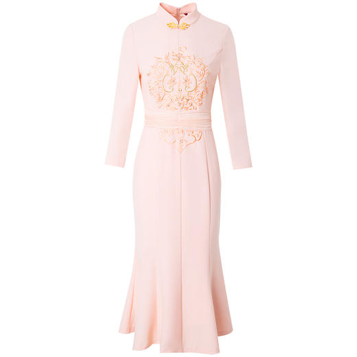 FMY-F20CL29629中国风立领绣花修身旗袍中长款鱼尾裙 商品图3