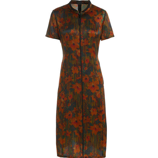 乔万尼女夏装新款桑蚕丝连衣裙修身显瘦法式复古真丝裙中长款ES2E168 商品图4