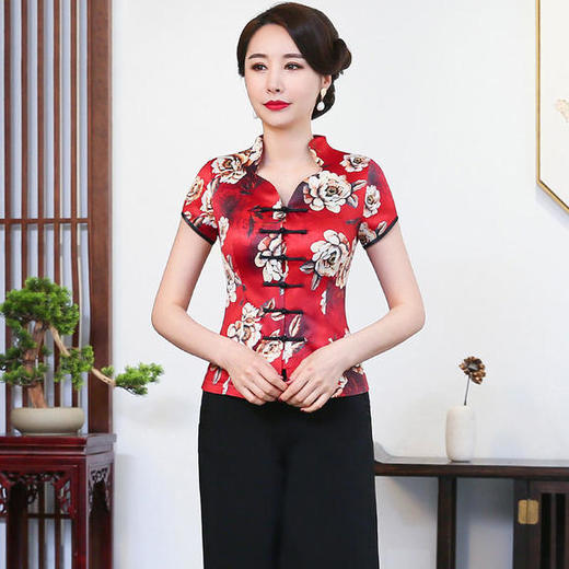 HH2081夏季短袖改良旗袍唐装旗袍套装 商品图0