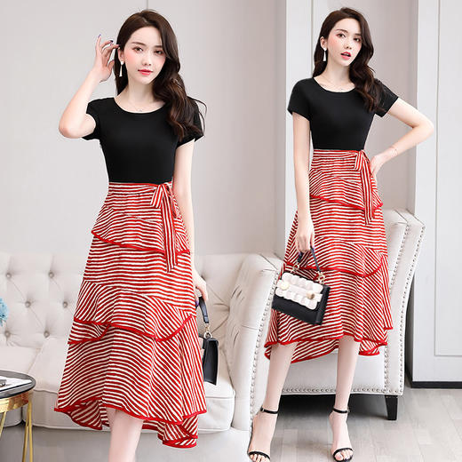 WZNH-XXM858夏季时尚个性纯色百搭显瘦减龄连衣裙 商品图1