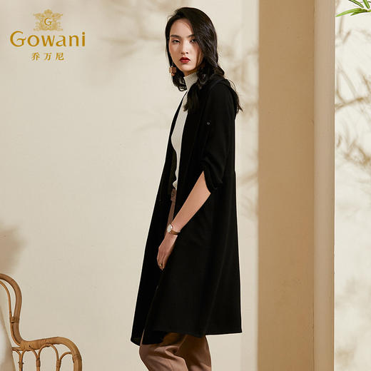 乔万尼风衣新款女时尚洋气流行休闲黑色外套薄款中长款夏ES2A113 商品图2