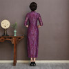RY-11203新款中袖立领紫色长蕾丝旗袍 商品缩略图4