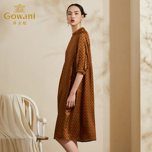 乔万尼夏装新款真丝连衣裙女气质时尚七分袖宽松桑蚕丝长裙ES2E136 商品图2