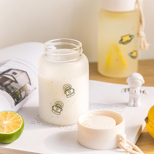 水杯可爱森系少女手提玻璃杯子磨砂ins学生便携个性杯子网红茶杯q