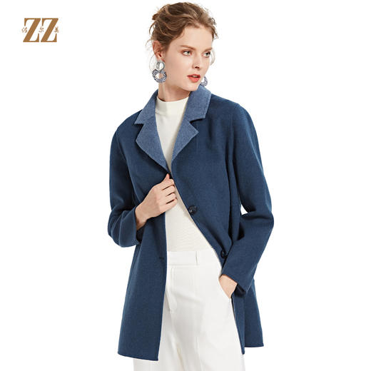 佐尔美新品秋冬新品纯色简约羊毛中老年双面呢大衣E84SM02 商品图0