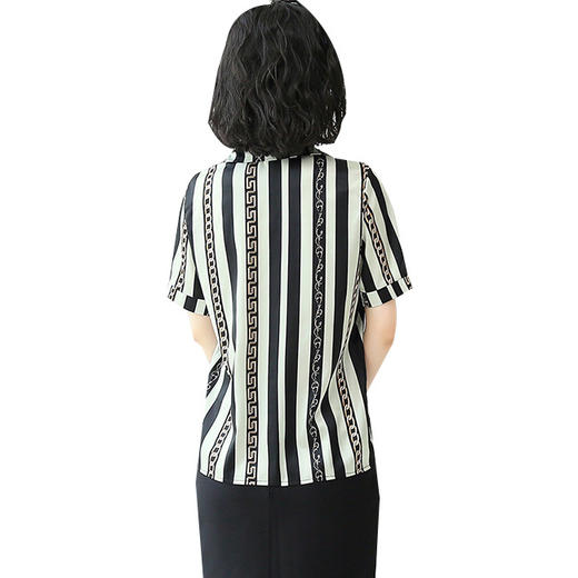 MZ-MZ4310夏装新款时尚条纹v领洋气上衣妈妈桑蚕丝衬衣ZXH 商品图4