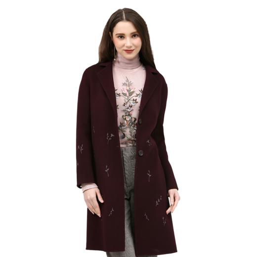 佐尔美新品冬季女装纯色百搭修身显瘦双面呢羊毛大衣外套E74SM16 商品图4
